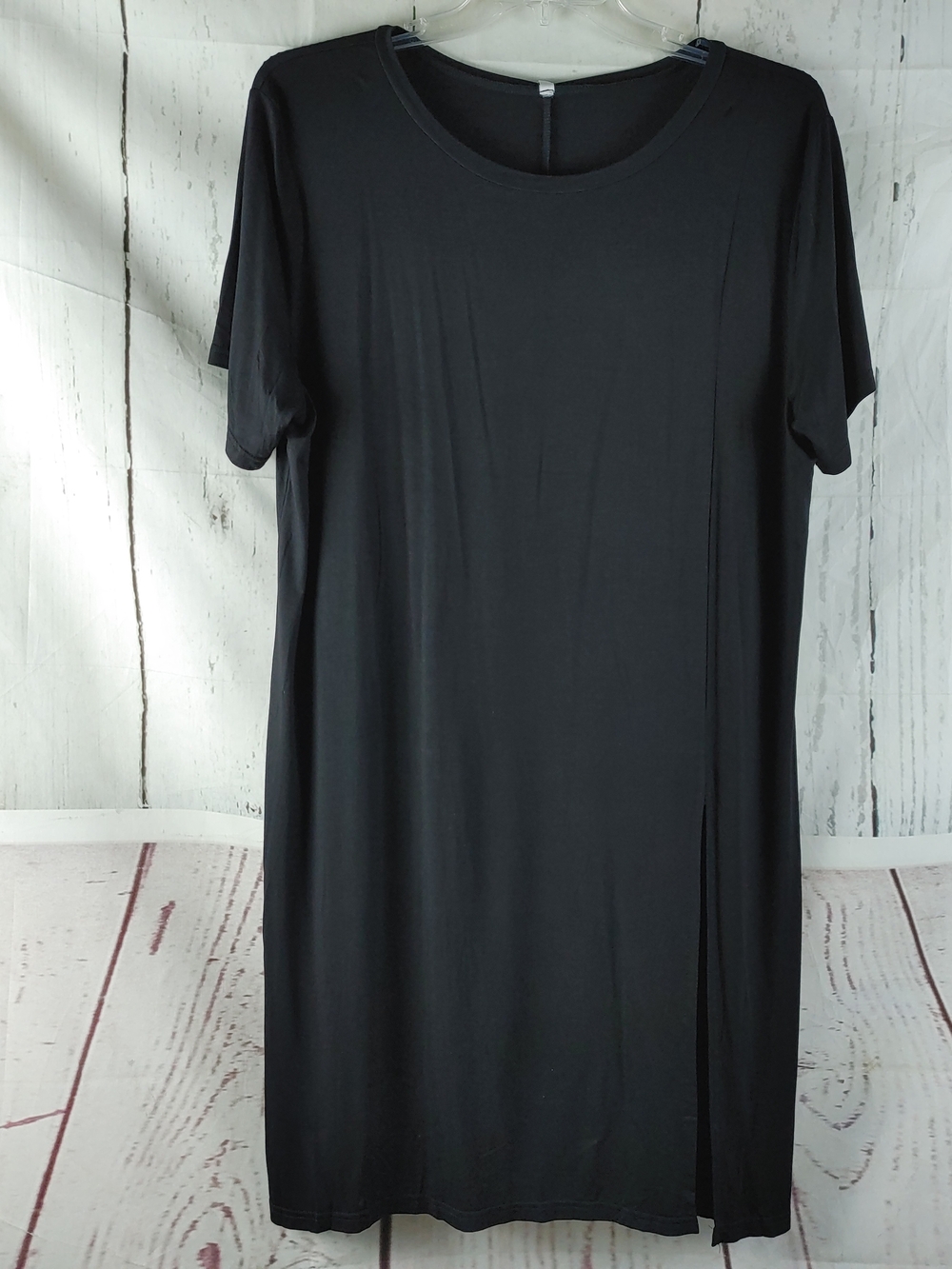 Classic Black Midi Dress with Side Slit